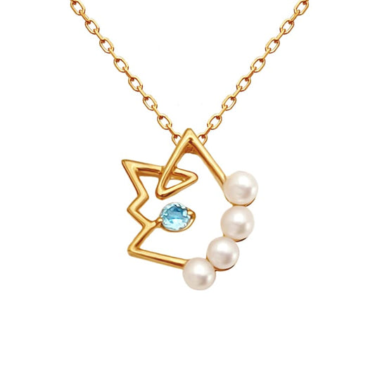 Silver 925 Necklace Pendant Tansui Pearl Blue Topaz