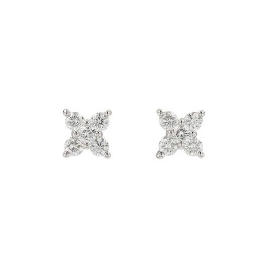 Platinum Earrings Diamond Studs 10 Stones Anniversary Flower