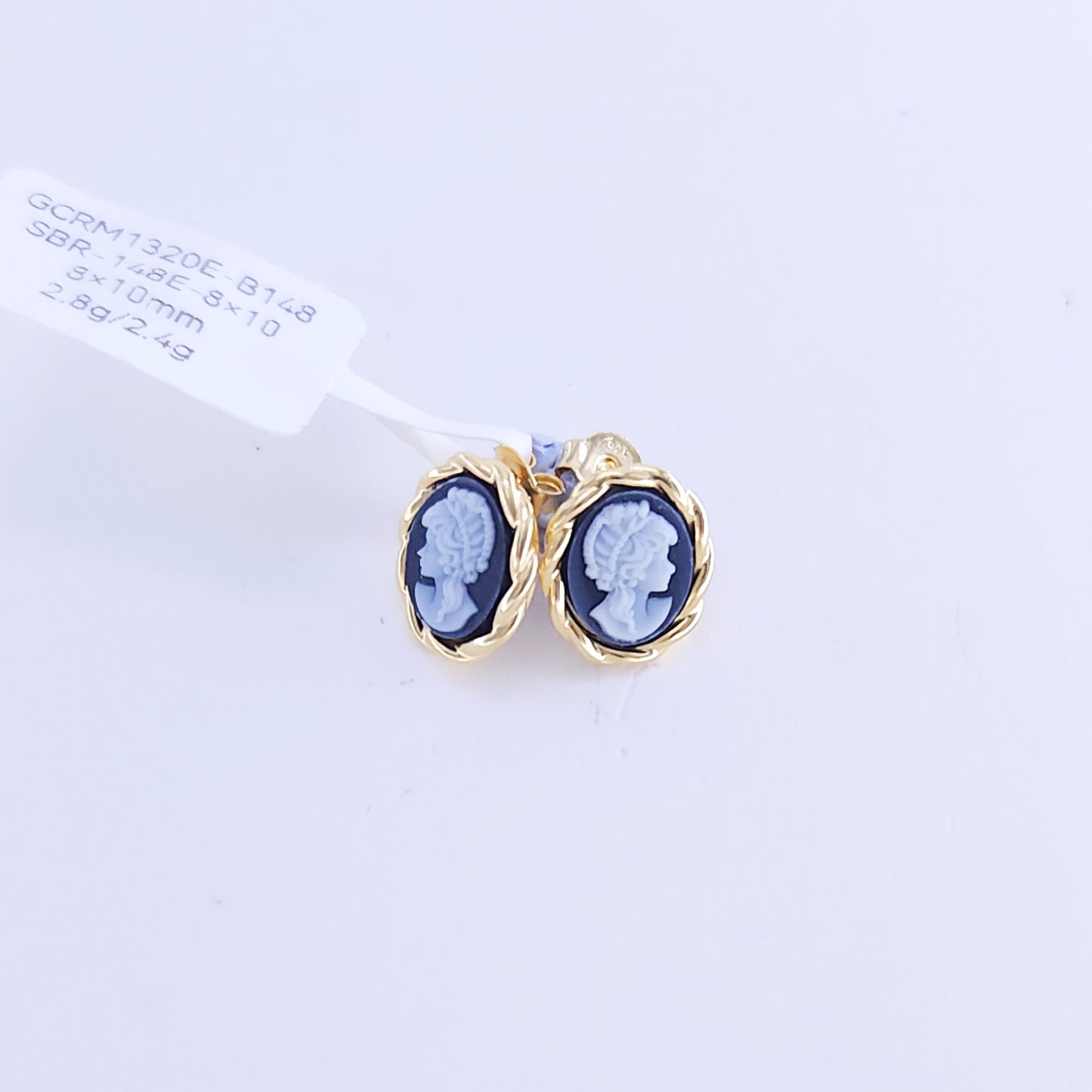 8x10mm black agate earrings