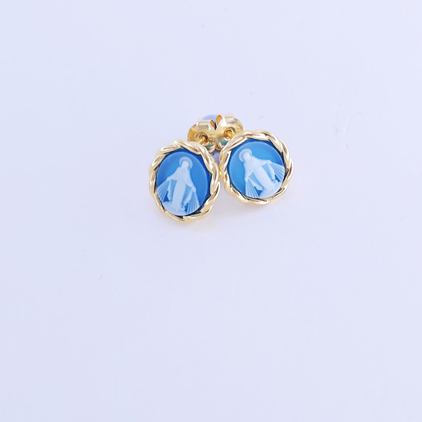 8x10mm blue agate earrings