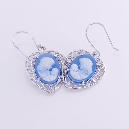 13x18mm blue agate heart earring