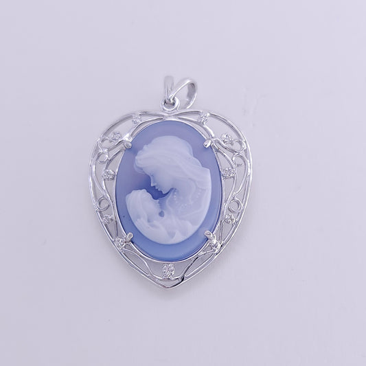 18x25mm blue agate heart pendant