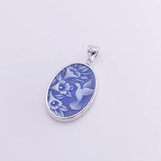 18x25mm blue agate pendant (Bird)