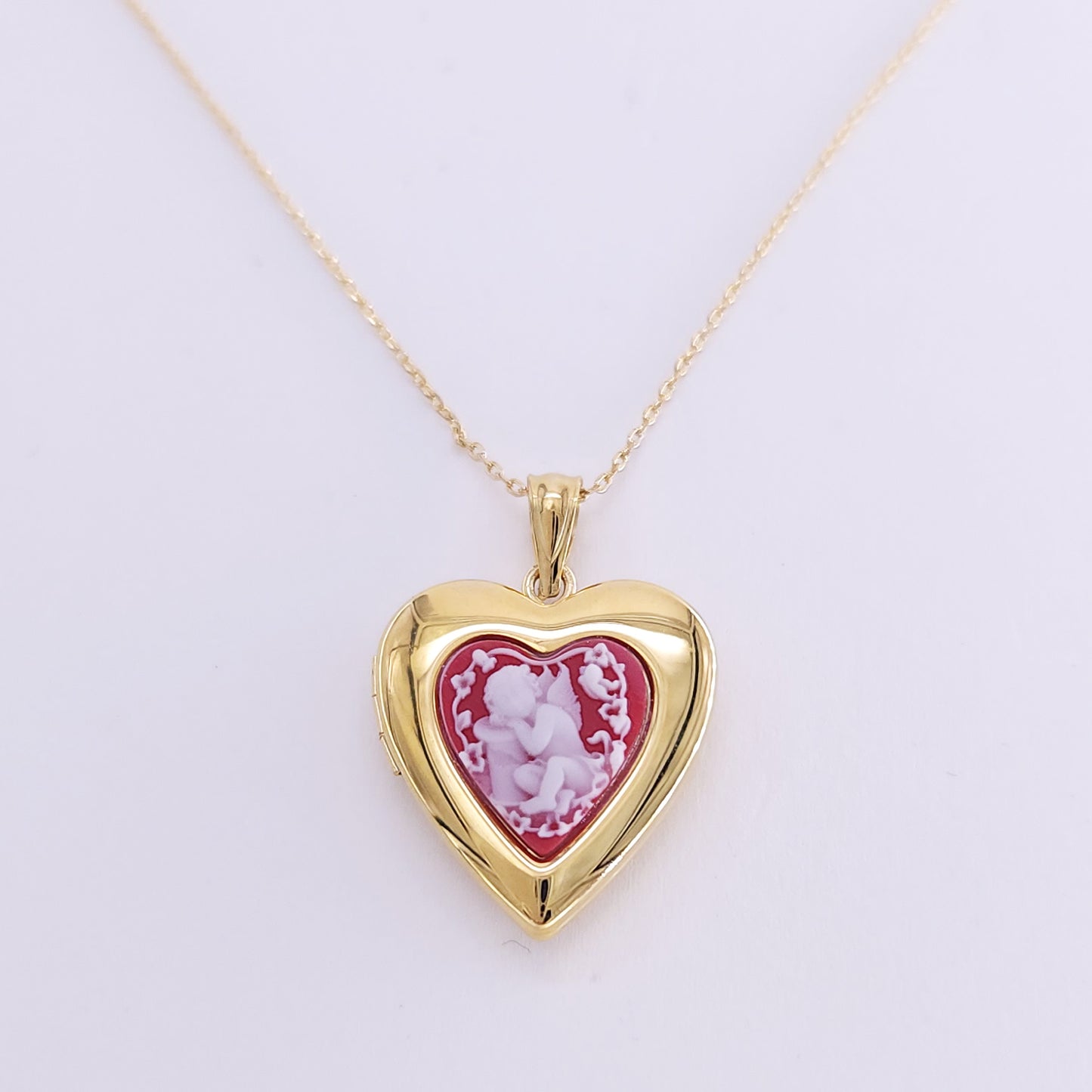 Resin locket necklace -brass G/P 12mm