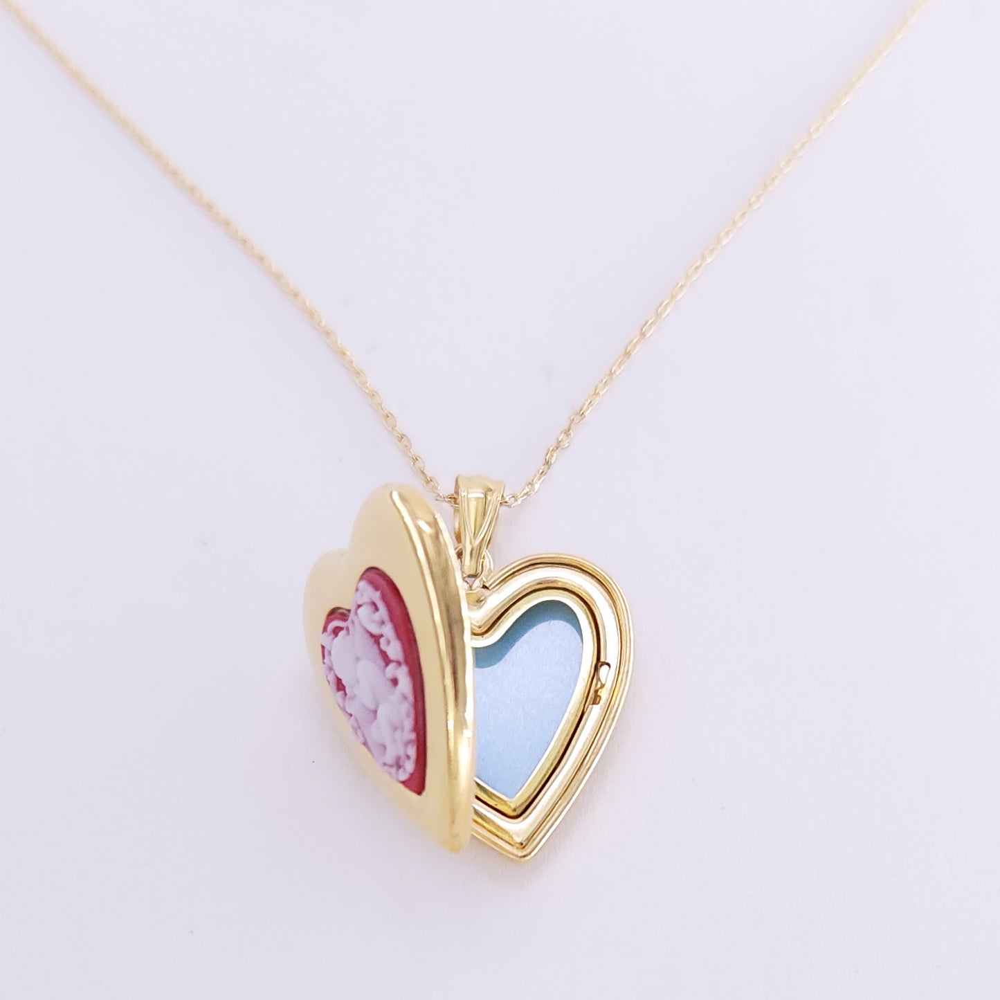 Resin locket necklace -brass G/P 12mm
