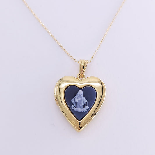 Resin locket necklace brass G/P - 12mm