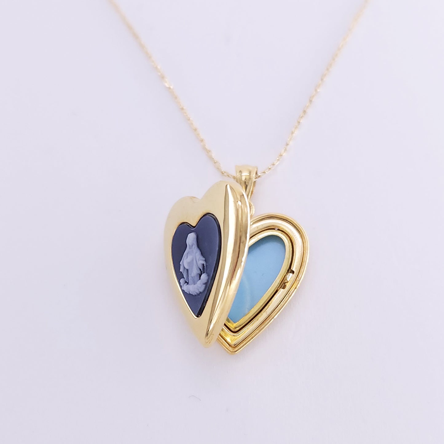 Resin locket necklace brass G/P - 12mm