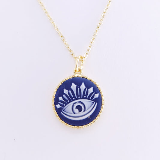 Resin cameo necklace-brass 15mm