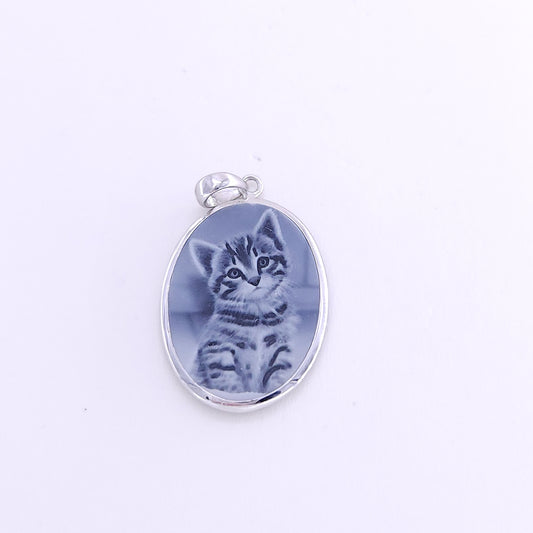18x25mm black agate pendant (cat)