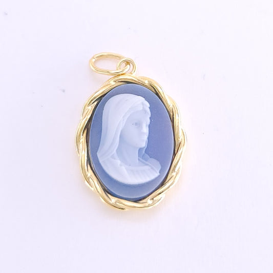 13x18mm blue agate pendant G/P