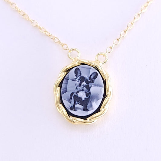 8x10mm agate cameo necklace, G/P