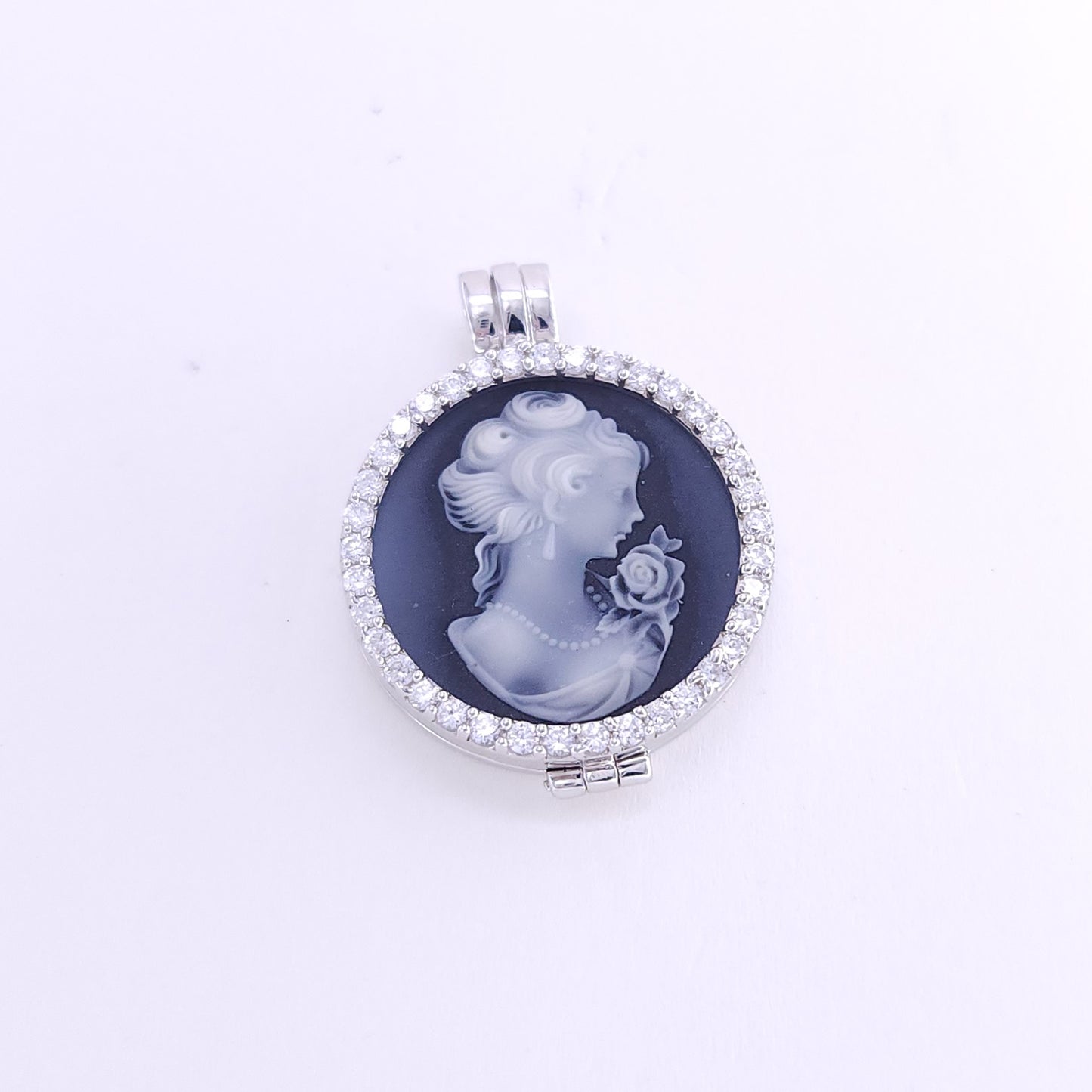 25 mm black agate CZ pendant
