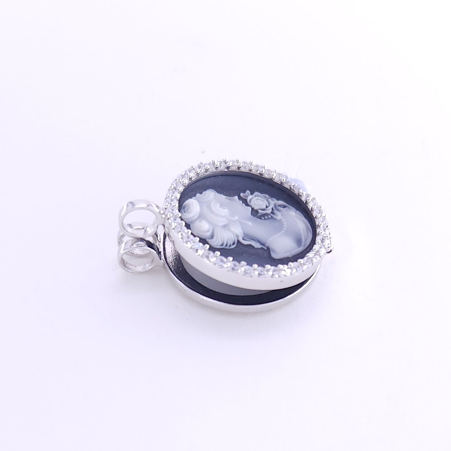 25 mm black agate CZ pendant