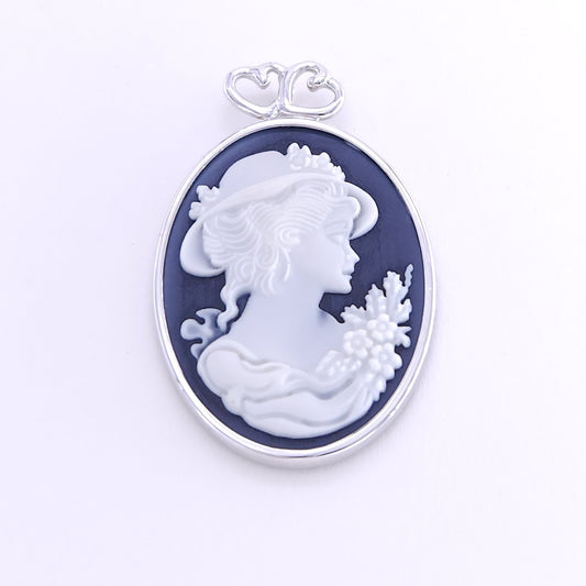 Black agate pendant 27x35mm