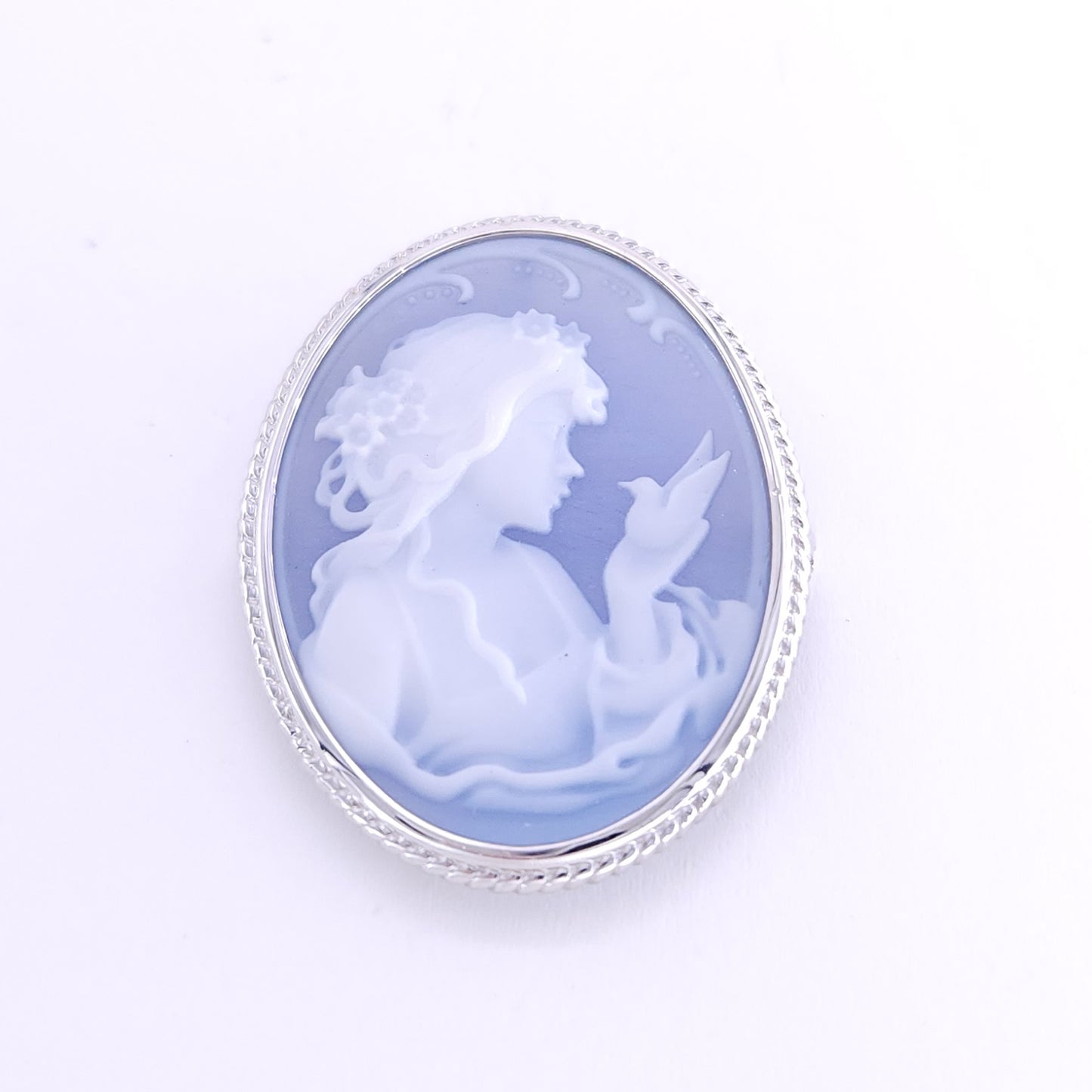 Blue agate pendant & brooch 30x40mm