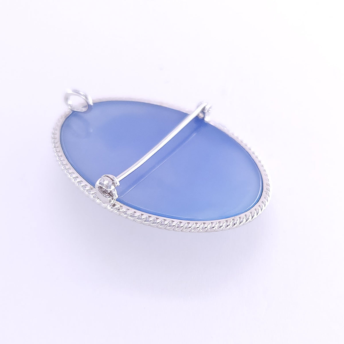 Blue agate pendant & brooch 30x40mm