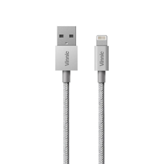 Vinnic MFi 蘋果官方認證 USB-A to MFi Lightning 傳輸充電線 - 銀色