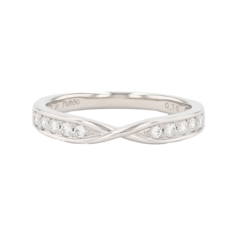 Platinum Diamond Ring, 10 Stones, Stackable, Anniversary, Gift, Present, Straight