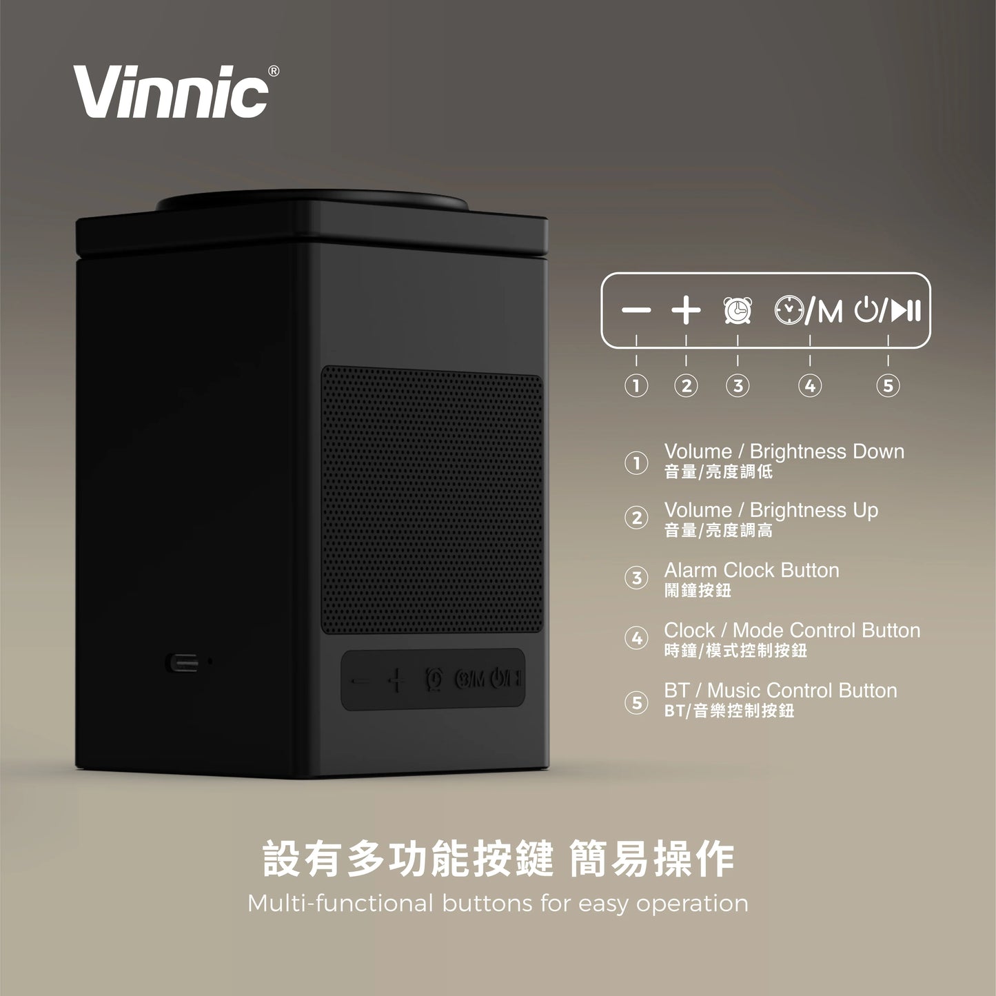 Vinnic SPICKARD 5合1多功能無線充電座/藍牙喇叭