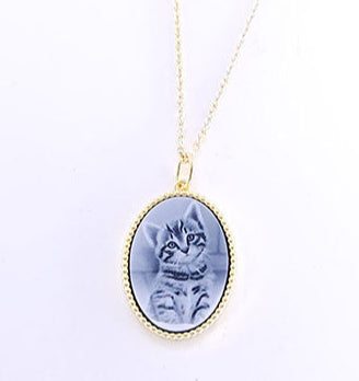 Cat Cameo Gold Necklace