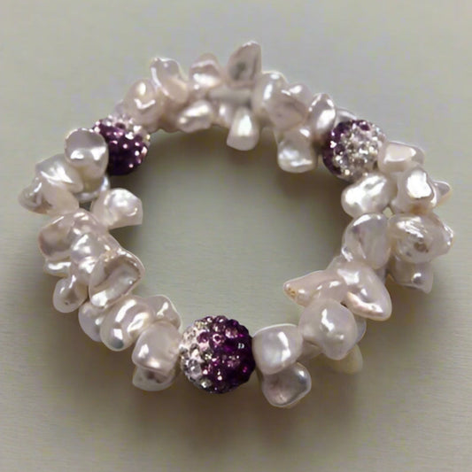 White Pearls Twisted Bracelet