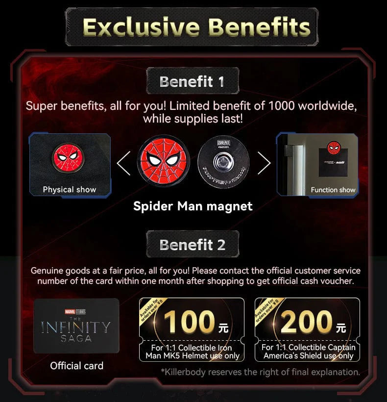 漫威 1:1 收藏版钢铁蜘蛛人穿戴头盔