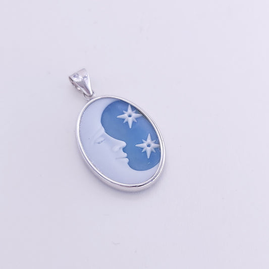 18x25mm blue agate pendant (Moon)