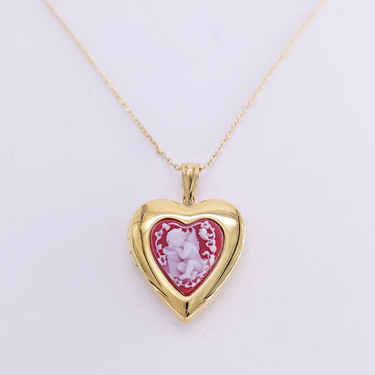 Resin locket necklace -brass G/P 12mm