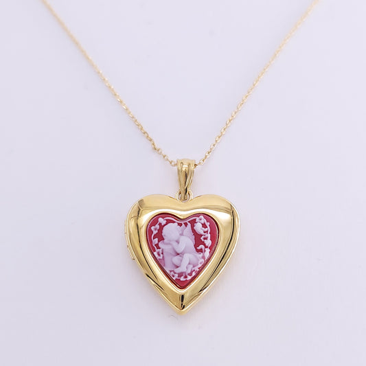 Resin locket necklace -brass G/P 12mm