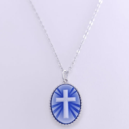 Resin cameo necklace-brass 10x14(mm)