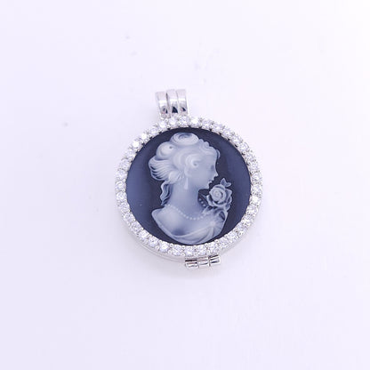 25 mm black agate CZ pendant