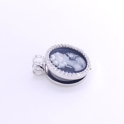 25 mm black agate CZ pendant