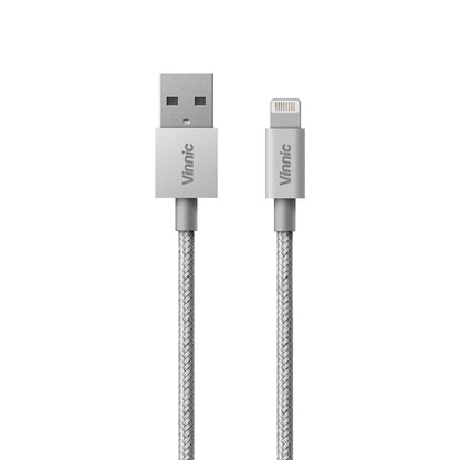 Vinnic MFi 蘋果官方認證 USB-A to MFi Lightning 傳輸充電線 - 銀色