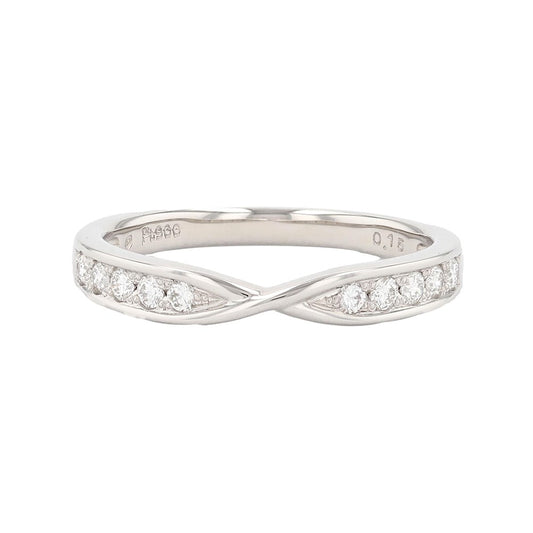 Platinum Diamond Ring, 10 Stones, Stackable, Anniversary, Gift, Present, Straight