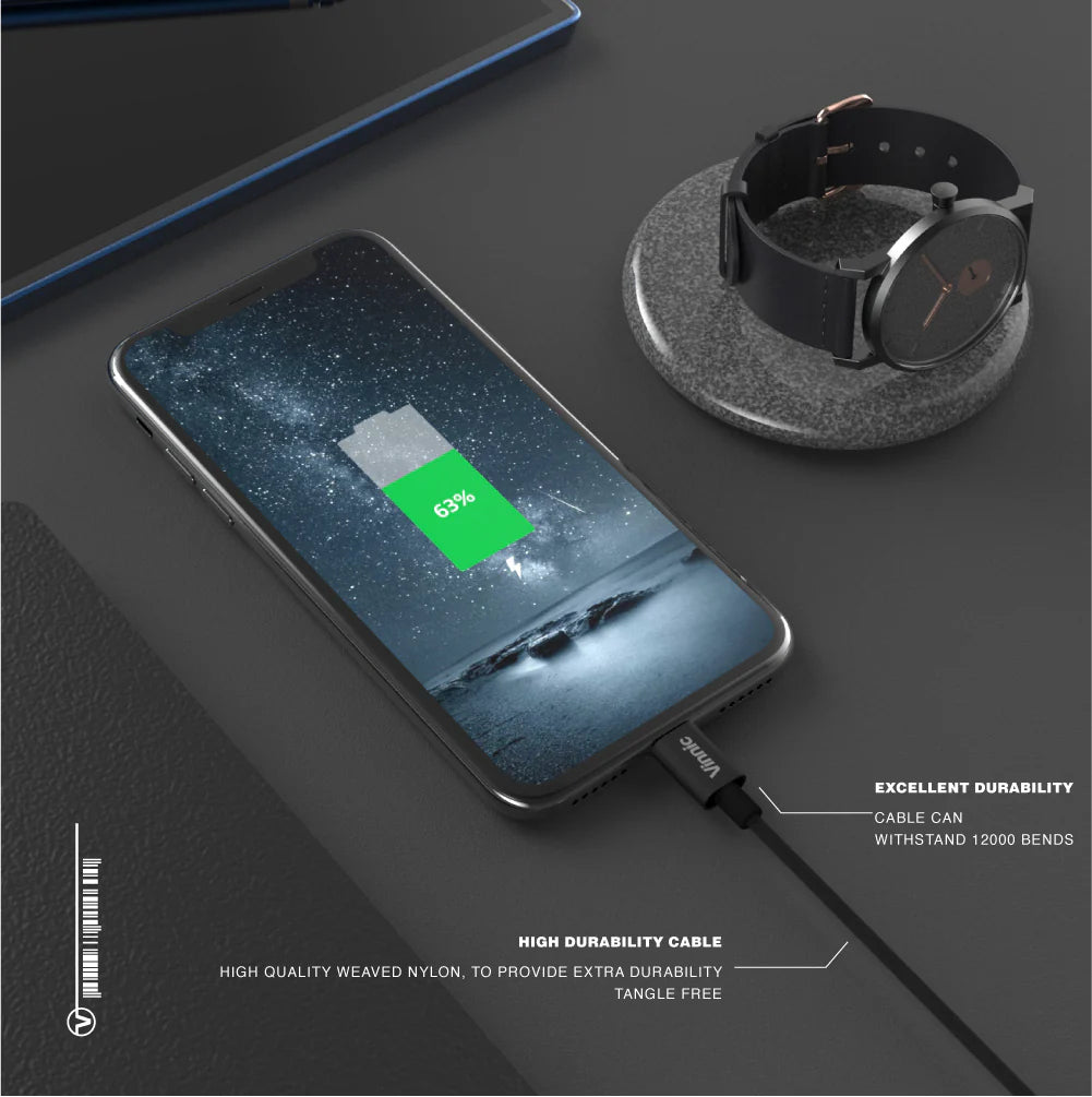 Vinnic MFi 蘋果官方認證 USB-A to MFi Lightning 傳輸充電線 - 銀色