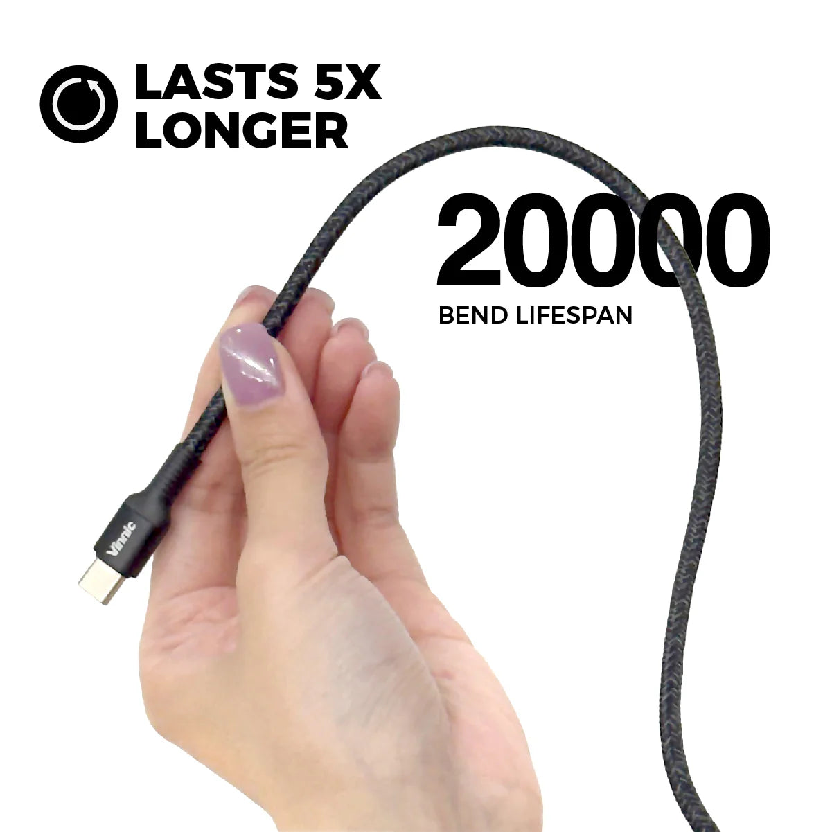 Vinnic 60W USB-C to USB-C 快速充電線 10厘米/2米/3米