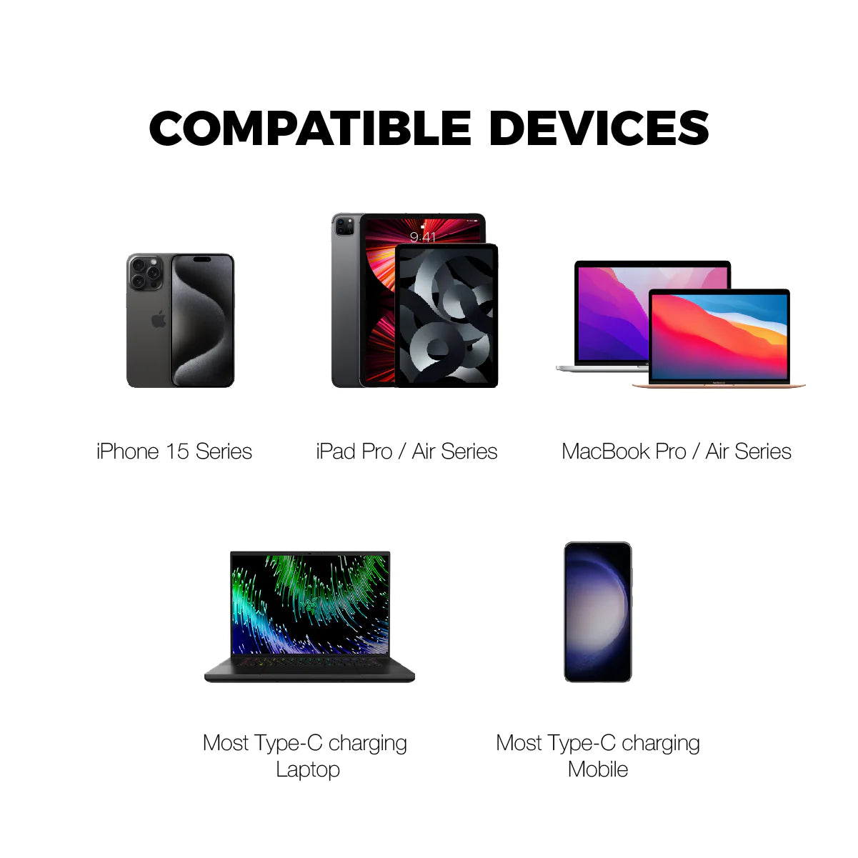 Vinnic 60W USB-C to USB-C 快速充電線 10厘米/2米/3米