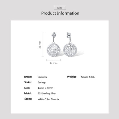 SANTUZZA 925 Sterling Silver Drop Earrings White CZ Dangling Jewelry