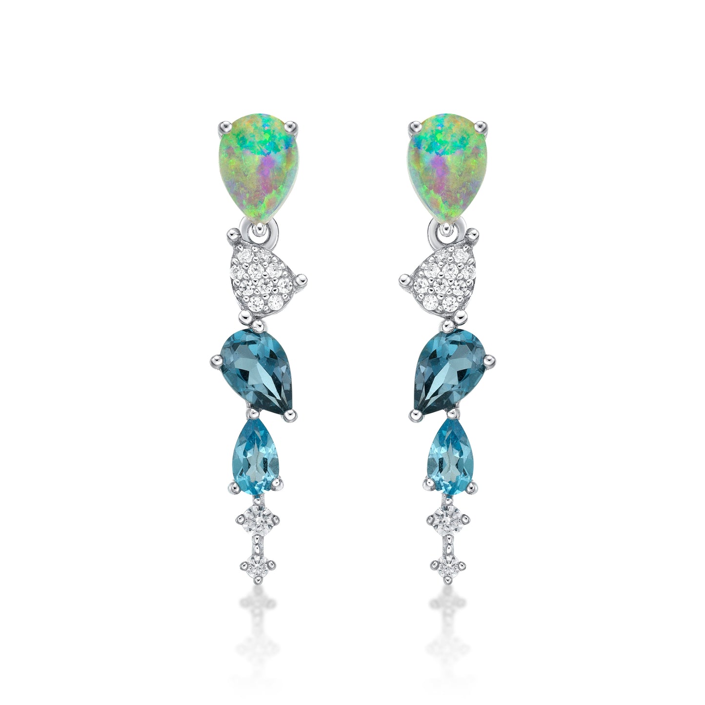 Australian Opal Drop Earrings with Diamonds