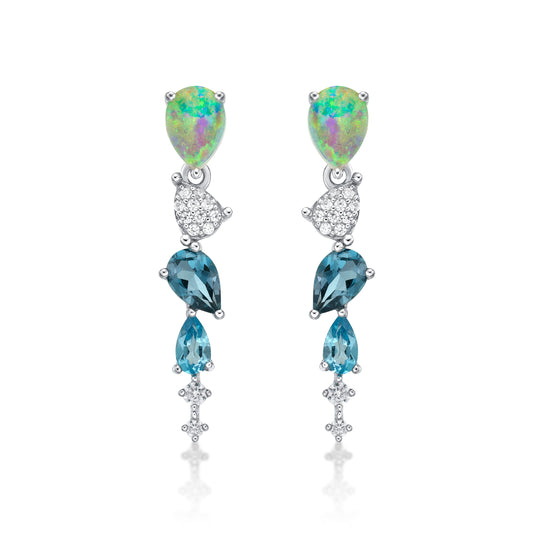 Australian Opal Drop Earrings with Diamonds