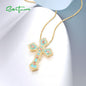 SANTUZZA 925 Sterling Silver Pendant Sparkling Trendy Vintage Cross Jewelry
