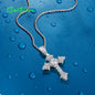 SANTUZZA 925 Sterling Silver Pendant White Cubic Zirconia Cross Pendant Jewelry