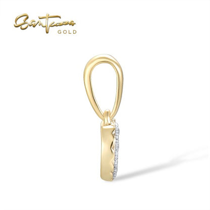 SANTUZZA 14K 585 Yellow Gold Pendant Sparkling Diamond Heart Simple Elegant Fine Jewelry