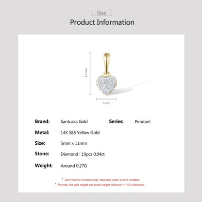 SANTUZZA 14K 585 Yellow Gold Pendant Sparkling Diamond Heart Simple Elegant Fine Jewelry